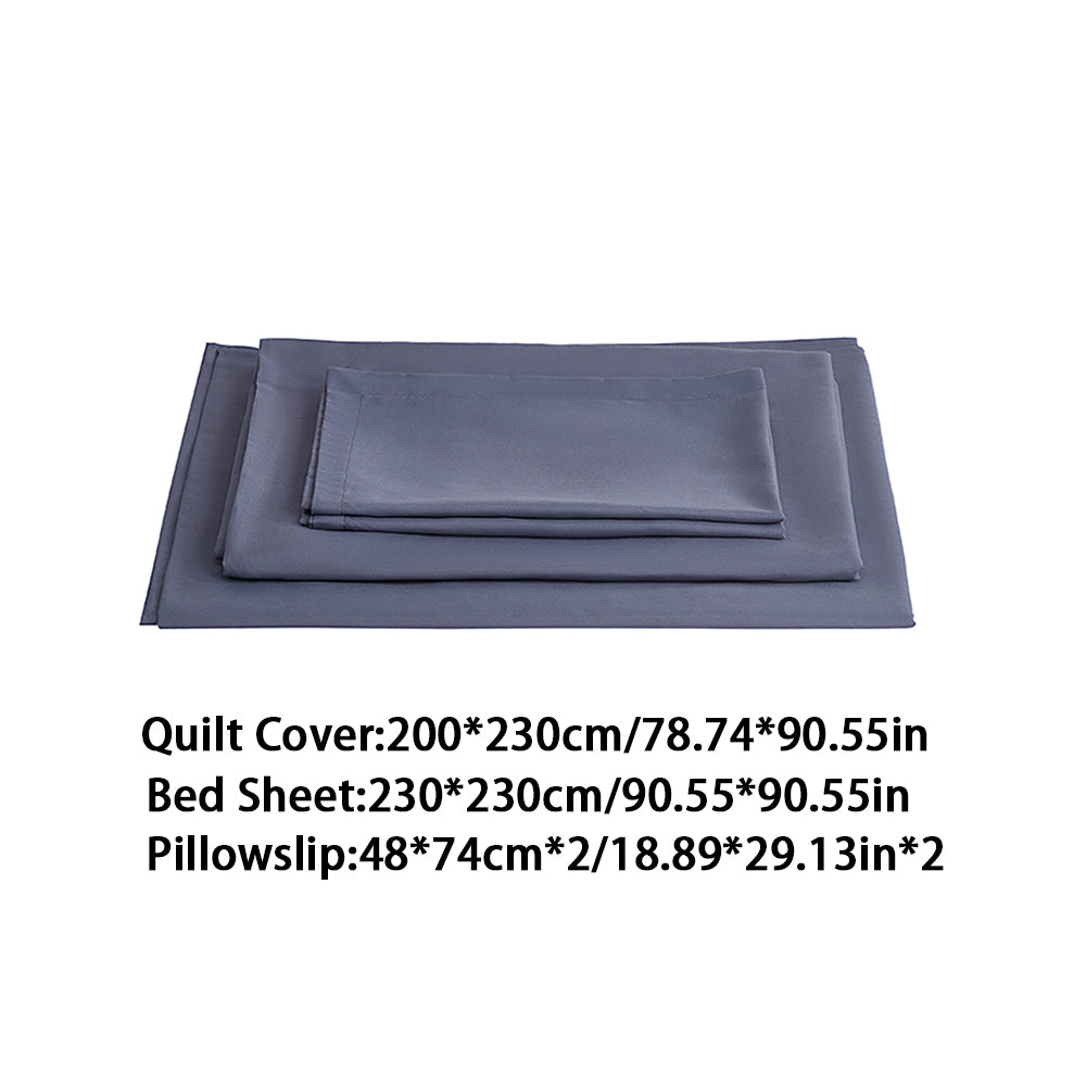 Silver Grey Polyester Bedding Sheet Set for Full Bed
