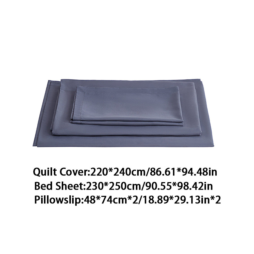 Silver Grey Polyester Bedding Sheet Set for Queen Bed
