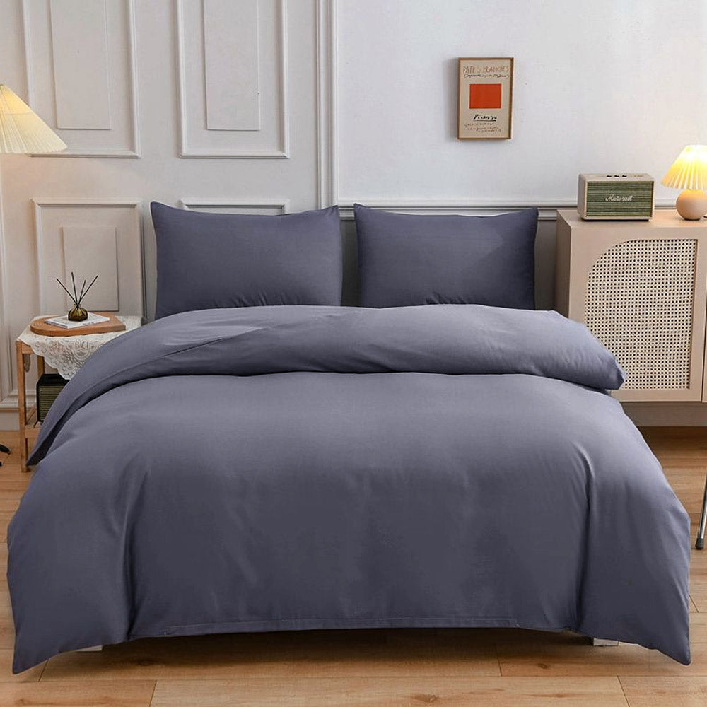 Silver Grey Polyester Bedding Sheet Set for Full Bed